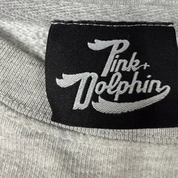 Pink Dolphin Gray Crewneck Sweatshirt Large Pink Logo Dolphins Graphic USA-Made - Picture 5 of 7
